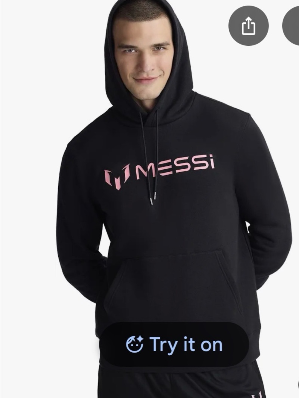 New Men's Black Hoodie with Pink Logo